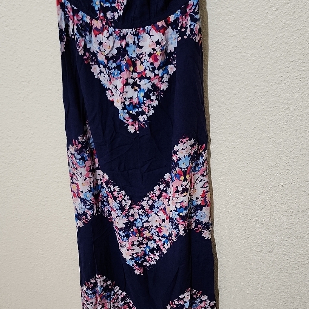 Deb Navy Blue and Pink Slip Dress Strapless Floral Dress - Picture 9 of 10